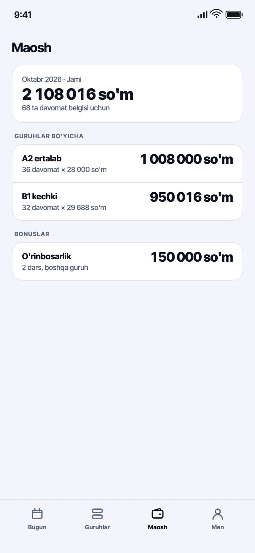 Ilmus O'qituvchi: Maosh