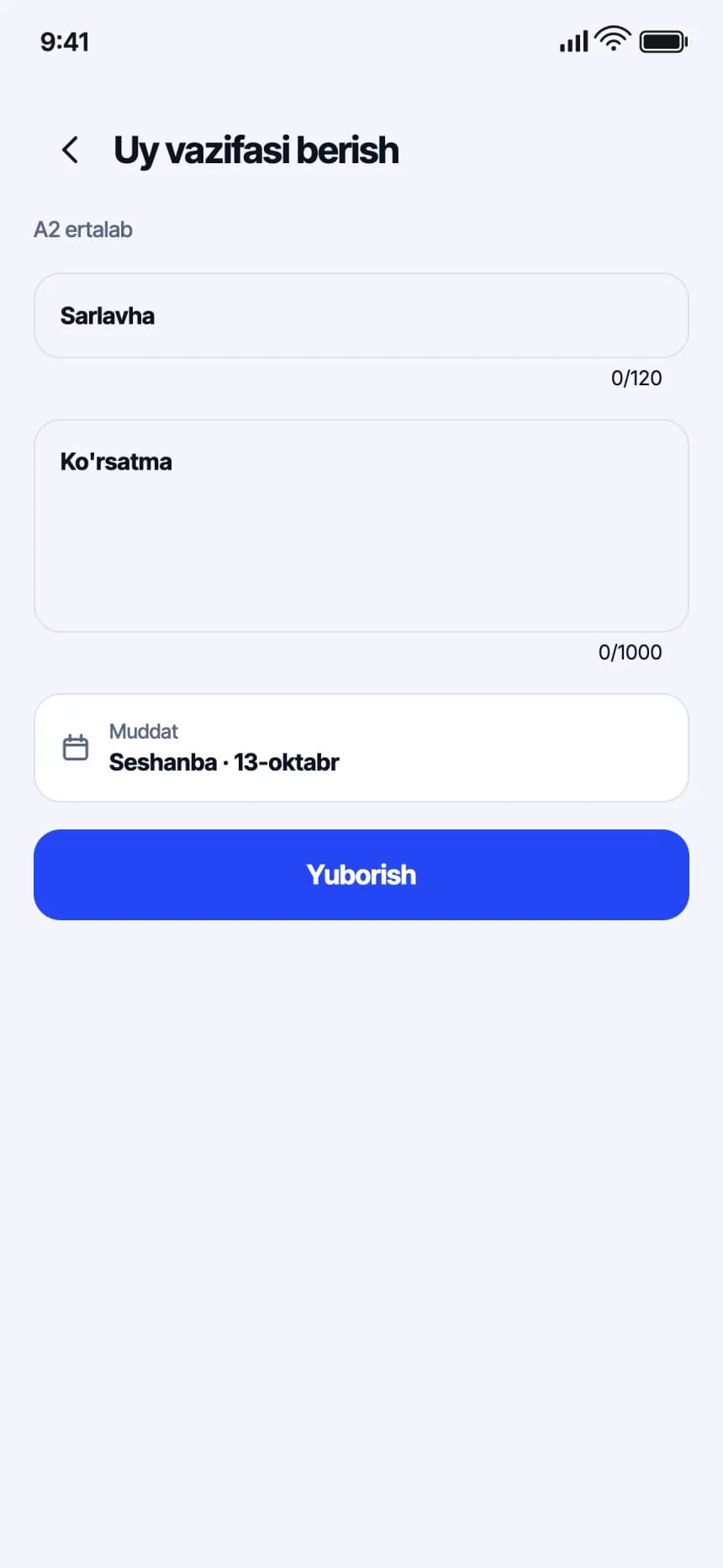Ilmus O'qituvchi: Uy vazifasi